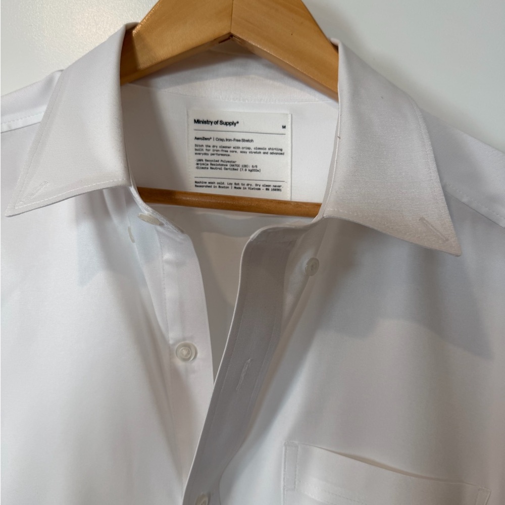 Ministry of Supply White Men's Dress Shirt - Performance Spread Collar